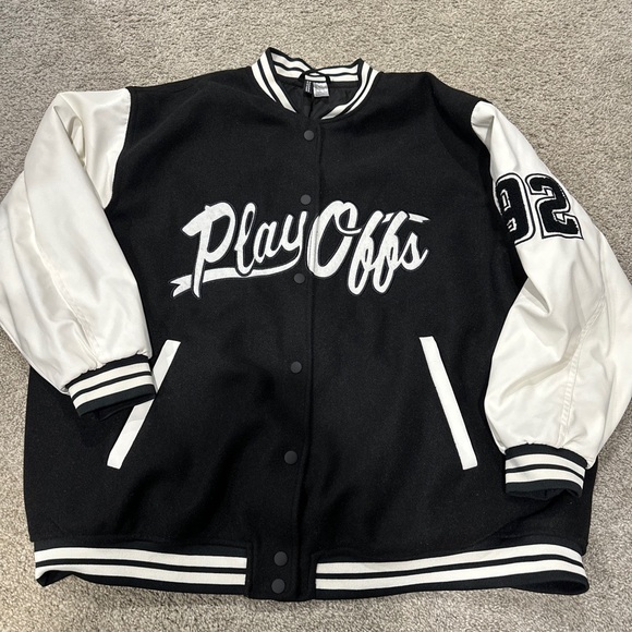 H&M Jackets & Coats Hm Divided Black And White Play Offs Varsity